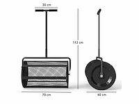 Compostverspreider 75 l gazonspreider met t-handvat draadgaasroller 70 x 40 x 112 cm zwart - afbeelding 2 van  4