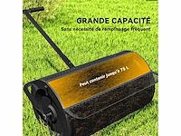 Compostverspreider 75 l gazonspreider met t-handvat draadgaasroller 70 x 40 x 112 cm zwart - afbeelding 3 van  4
