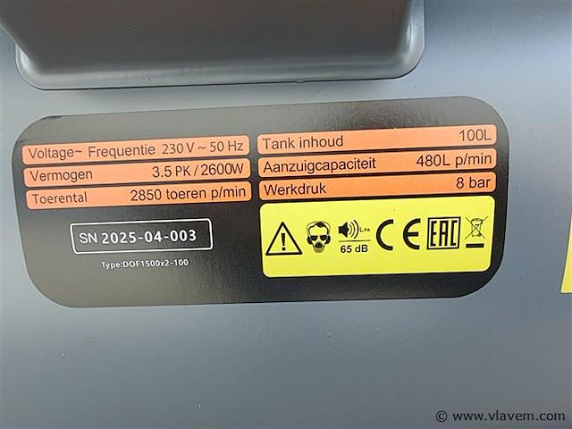Compressor 100 liter olievrij - afbeelding 13 van  15
