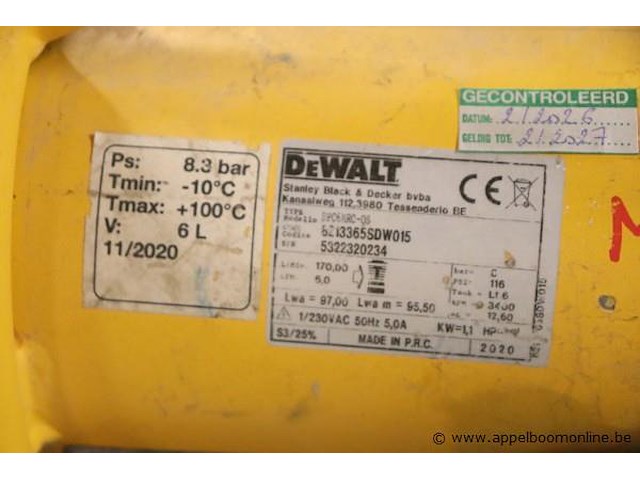Compressor dewalt dpc6mrc-qs, 6ltr/8bar - afbeelding 2 van  3