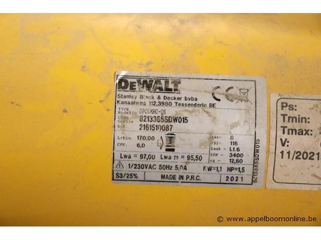 Compressor dewalt dpc6mrc-qs, 6ltr/8bar - afbeelding 3 van  4