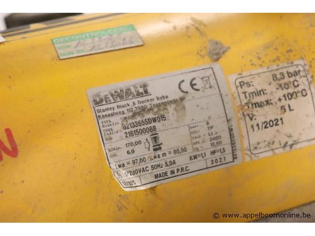 Compressor dewalt dpc6mrc-qs, 6ltr/8bar - afbeelding 3 van  4