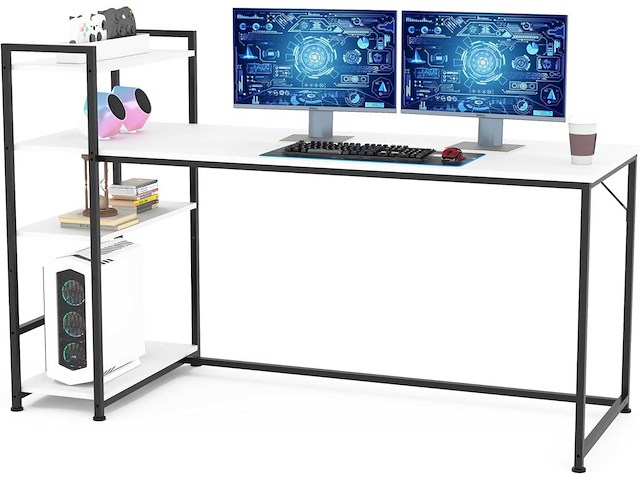 Computerbureau, gamingbureau, gamerbureau met 4 planken - afbeelding 2 van  8