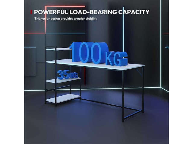 Computerbureau, gamingbureau, gamerbureau met 4 planken - afbeelding 4 van  8