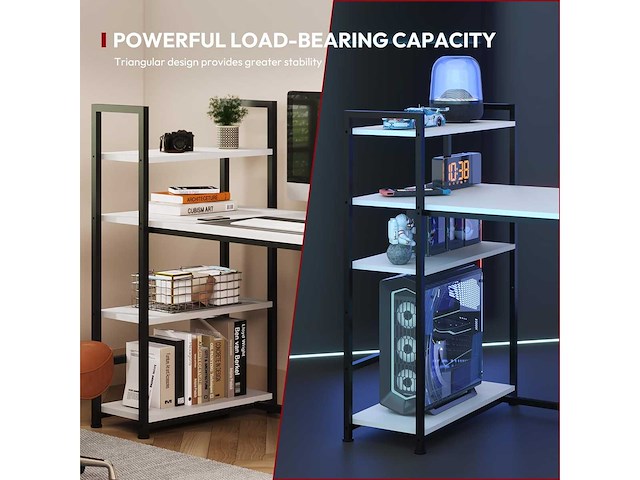 Computerbureau, gamingbureau, gamerbureau met 4 planken - afbeelding 7 van  8