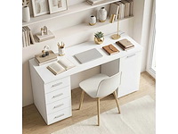 Computerbureau met 4 lades en kast, bureau 140 cm