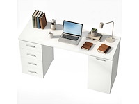 Computerbureau met 4 lades en kast, bureau 140 cm - afbeelding 2 van  4