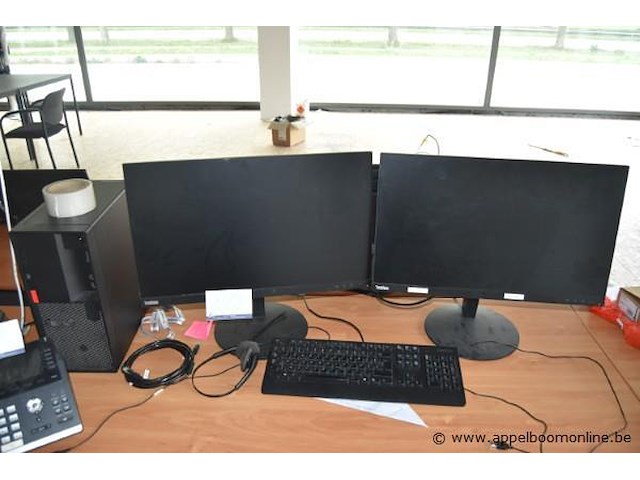 Computerset, wo. 2x monitor, thinkvision, desktop pc, dell, werking niet gekend - afbeelding 1 van  1