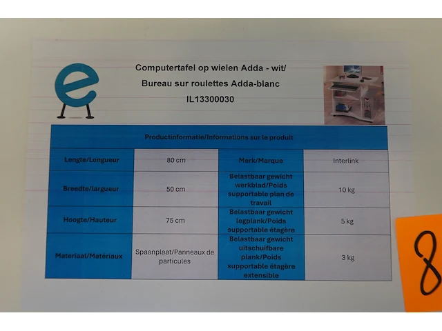 Computertafel op wielen adda - afbeelding 3 van  3