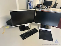 Computerwerkstation hp z2 met intel core i7 processor, inclusief hp monitor, iiyama monitor, logitech toetsenbord en steelseries muismat. werking niet gekend.