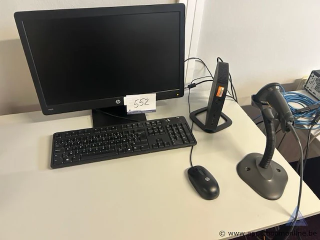 Computerwerkstation met monitor hp p201, toetsenbord en muis, inclusief barcodescanner symbol met flexibele standaard. werking niet gekend. - afbeelding 3 van  3