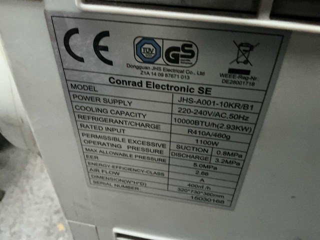 Conrad electronics jhs-a001-10kr/b1 mobiele airco (3x) - afbeelding 9 van  9