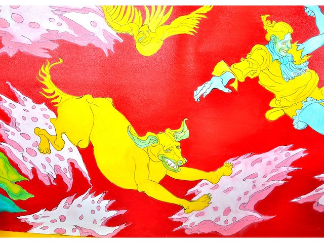 Conrad vogel - crossing the belawares - acryl op doek - 230x195 cm - afbeelding 3 van  4