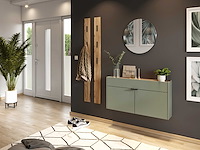 Console amika 2 deuren & 1 lade zwevend - saliegroen/eik - afbeelding 1 van  7