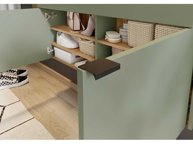 Console amika 2 deuren & 1 lade zwevend - saliegroen/eik - afbeelding 2 van  7