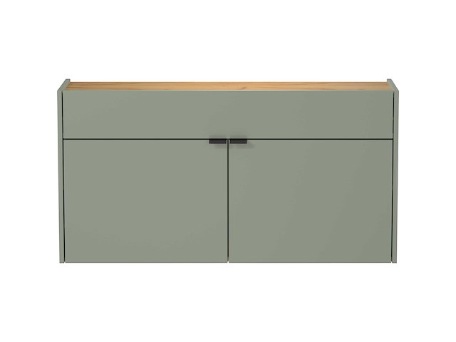 Console amika 2 deuren & 1 lade zwevend - saliegroen/eik - afbeelding 5 van  7