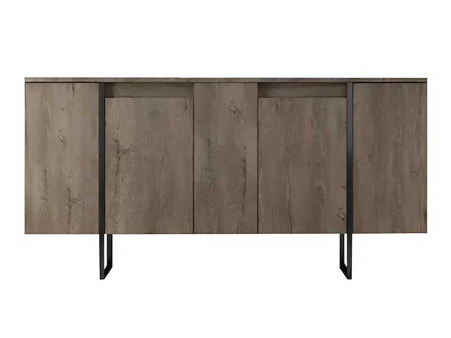 Consoletafel - walnootafwerking en zwarte metalen poten - afbeelding 2 van  9