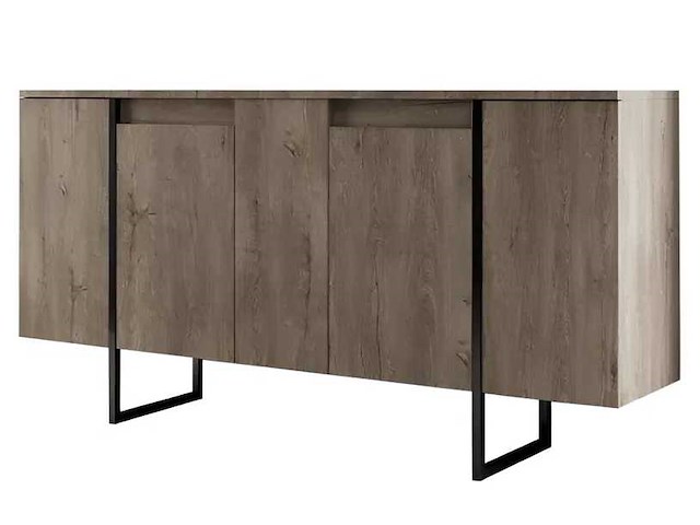 Consoletafel - walnootafwerking en zwarte metalen poten - afbeelding 4 van  9