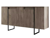 Consoletafel - walnootafwerking en zwarte metalen poten - afbeelding 4 van  9