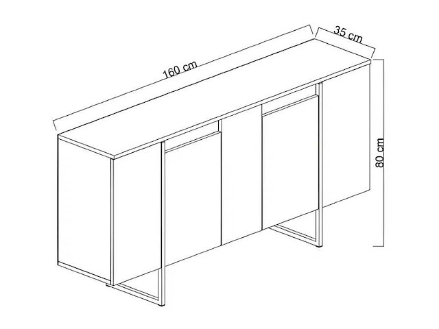 Consoletafel - walnootafwerking en zwarte metalen poten - afbeelding 8 van  9