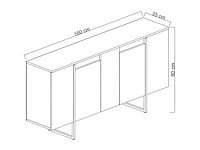Consoletafel - walnootafwerking en zwarte metalen poten - afbeelding 8 van  9