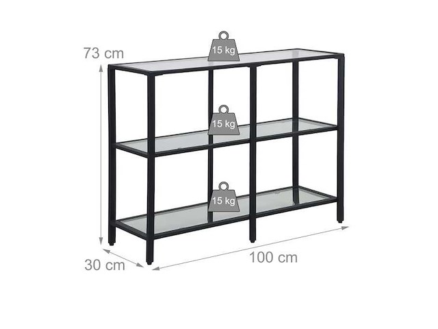 Consoletafel met 3 glazen planken - afbeelding 5 van  6