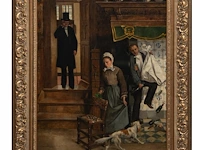 Constant cap (1842-1915), the maid caught in the act, oil on canvas 110 x 80 cm. (43.31 x 31 1/2 in.), frame: 140 x 110 cm. (55.11 x 43.31 in.) - afbeelding 2 van  8