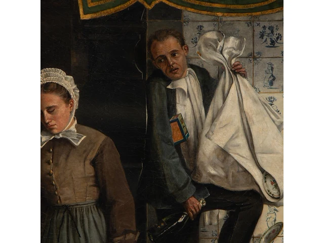 Constant cap (1842-1915), the maid caught in the act, oil on canvas 110 x 80 cm. (43.31 x 31 1/2 in.), frame: 140 x 110 cm. (55.11 x 43.31 in.) - afbeelding 5 van  8