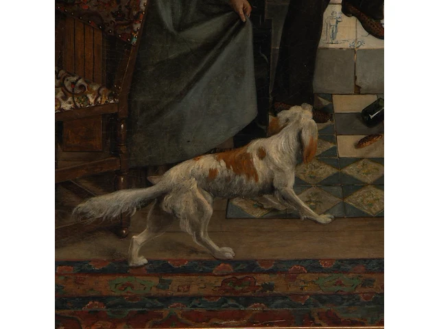 Constant cap (1842-1915), the maid caught in the act, oil on canvas 110 x 80 cm. (43.31 x 31 1/2 in.), frame: 140 x 110 cm. (55.11 x 43.31 in.) - afbeelding 6 van  8