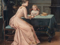 Constant cap (1842-1915), the young mother playing with her child, oil on mahogany 27 x 20.5 cm. (10.63 x 8.07 in.), frame: 49 x 42 cm. (19.28 x 16.53 in.) - afbeelding 5 van  5