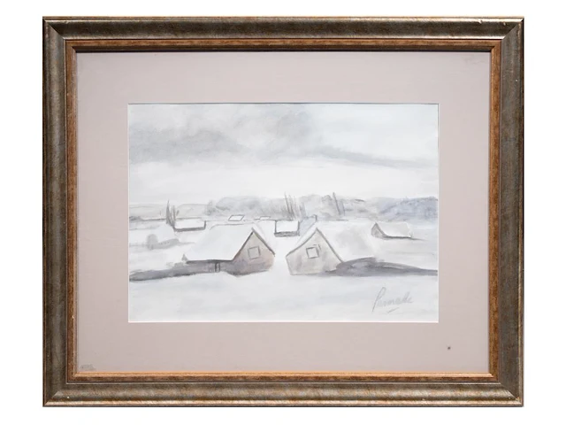 Constant permeke (1886-1952), a rural landscape in the snow, gouache on paper 42 x 60 cm. (16.5 x 23.6 in.), frame: 74 x 92 cm. (29.1 x 36.2 in.) - afbeelding 2 van  5