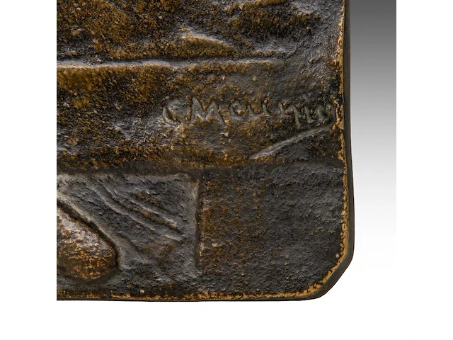 Constantin meunier (1831-1905), 'the miner' or the 'taymans plaquette', patinated bronze plaque 17 x 22 cm. (6.69 x 8.66 in.) - afbeelding 3 van  3