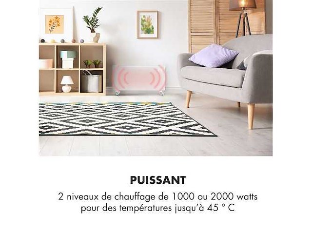 Convectieverwarmer - klarstein bornholm - convector - 2000w - timer - afstandsbediening - wit - afbeelding 3 van  5
