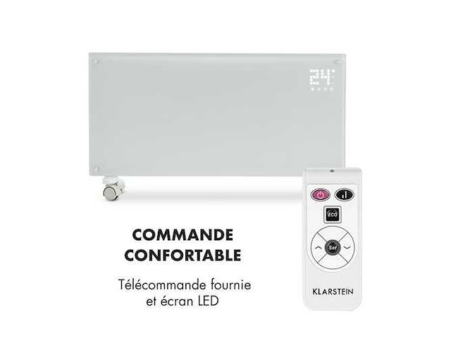 Convectieverwarmer - klarstein bornholm - convector - 2000w - timer - afstandsbediening - wit - afbeelding 4 van  5