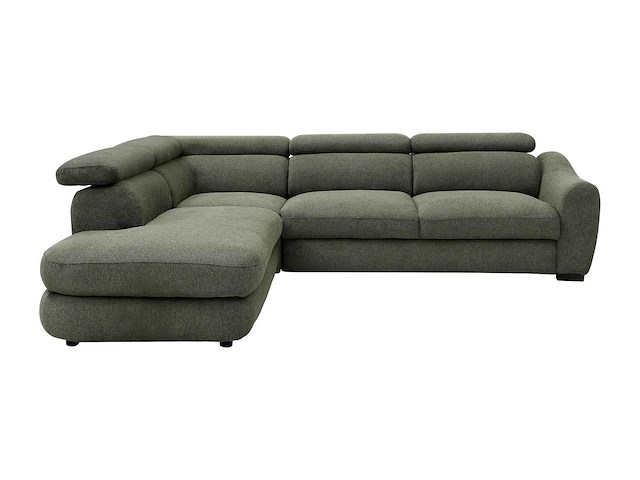 Convertible linker hoek bank van groen getextureerde stof - afbeelding 1 van  3
