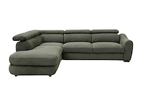 Convertible linker hoek bank van groen getextureerde stof - afbeelding 1 van  3