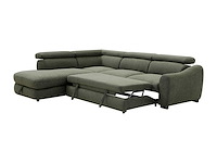Convertible linker hoek bank van groen getextureerde stof - afbeelding 2 van  3