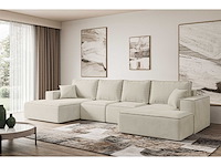 Convertible panoramische bank met opbergruimte - beige stof - afbeelding 1 van  8