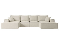 Convertible panoramische bank met opbergruimte - beige stof - afbeelding 2 van  8