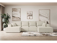 Convertible panoramische bank met opbergruimte - beige stof - afbeelding 3 van  8