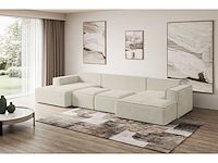 Convertible panoramische bank met opbergruimte - beige stof - afbeelding 5 van  8