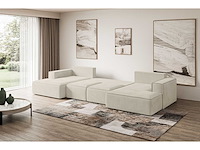 Convertible panoramische bank met opbergruimte - beige stof - afbeelding 6 van  8