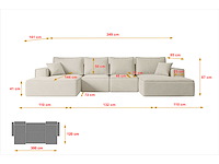 Convertible panoramische bank met opbergruimte - beige stof - afbeelding 7 van  8