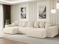Convertible panoramische hoekbank - beige touwstof - afbeelding 1 van  11