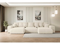 Convertible panoramische hoekbank - beige touwstof - afbeelding 2 van  11