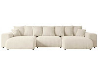 Convertible panoramische hoekbank - beige touwstof - afbeelding 3 van  11