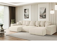 Convertible panoramische hoekbank - beige touwstof - afbeelding 4 van  11