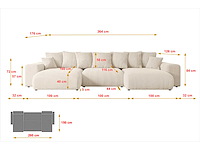 Convertible panoramische hoekbank - beige touwstof - afbeelding 8 van  11