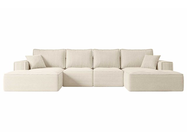 Convertible panoramische hoekbank - beige touwstof - afbeelding 5 van  11