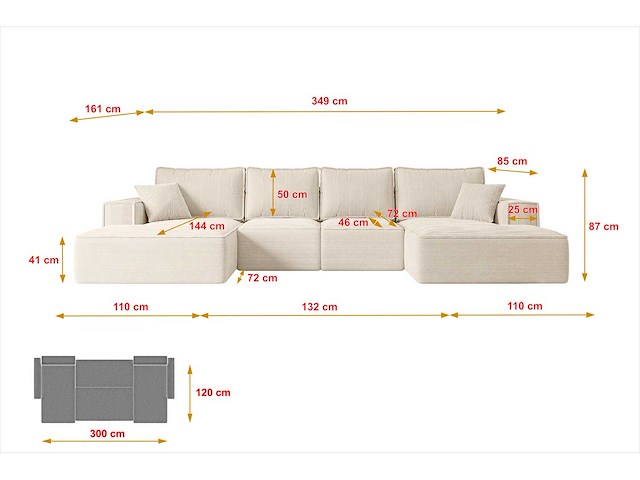 Convertible panoramische hoekbank - beige touwstof - afbeelding 9 van  11
